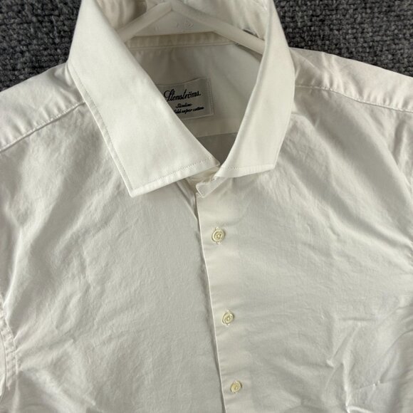 Stenstroms Cotton Twofold super 15.5 Slimline White Long Sleeve Button Up Solid - Picture 2 of 16